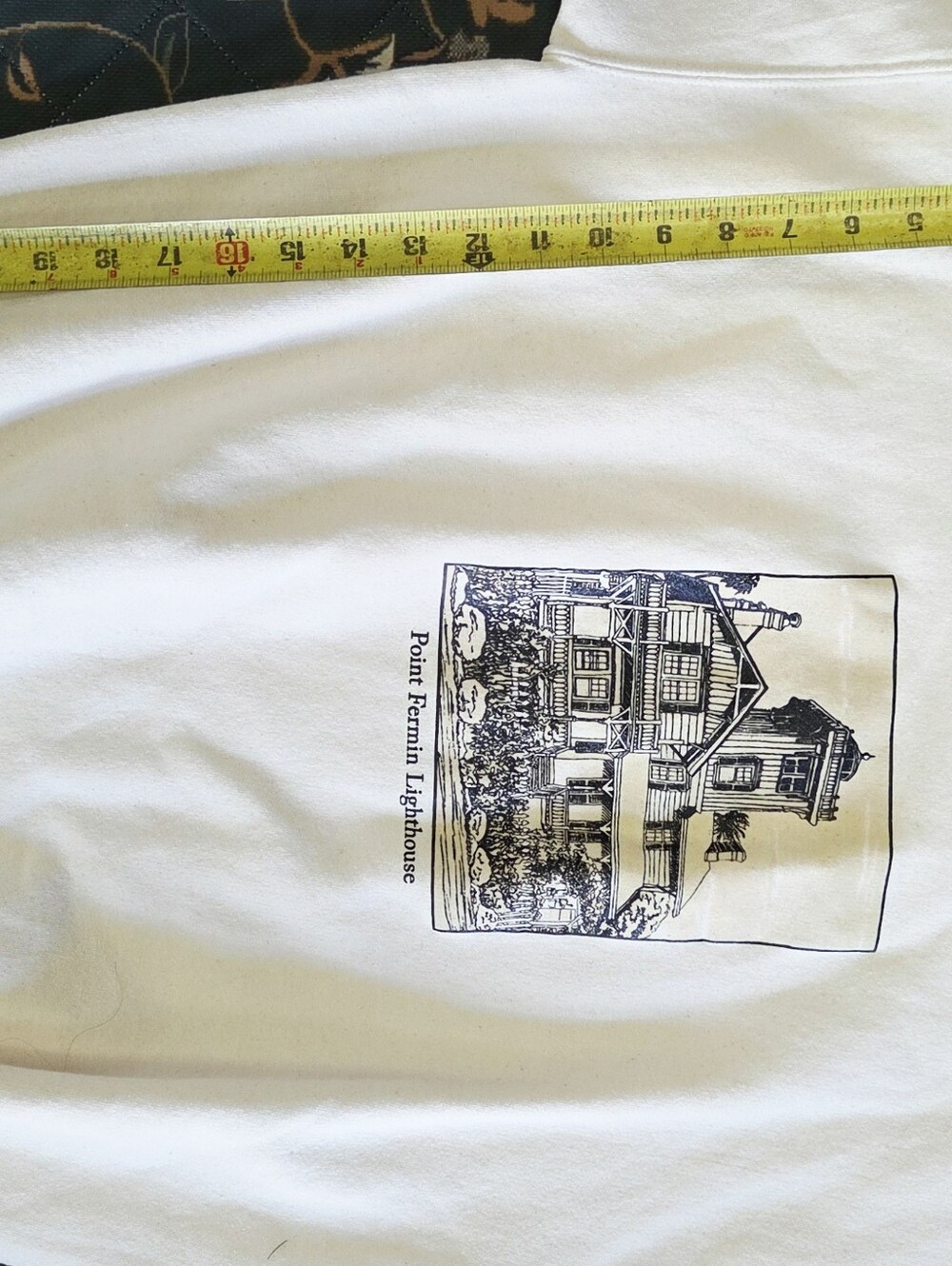 Point Fermin Lighthouse Graphic Crewneck Sweater -cream vintage medium - Picture 7 of 8
